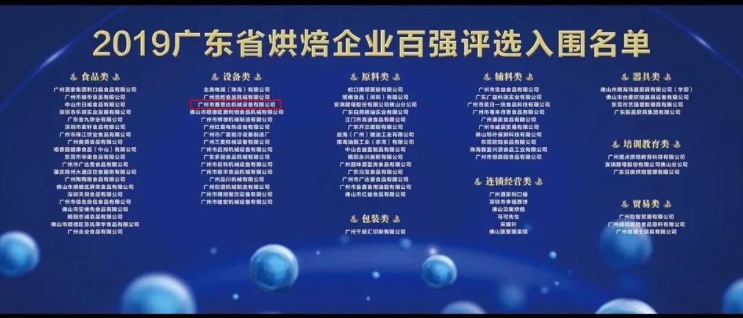 熱烈祝賀廣州賽思達(dá)入圍2019廣東省烘焙企業(yè)百?gòu)?qiáng)入圍名單